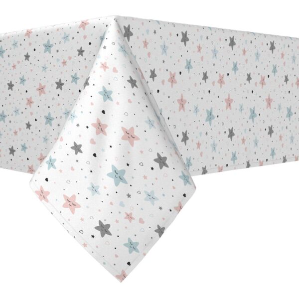 Rectangular Tablecloth, 100% Cotton, 52x120 , Pink and Blue Stars