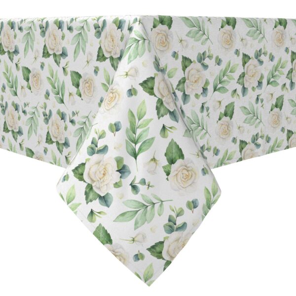 Rectangular Tablecloth, 100% Cotton, Floral Wedding Elegance