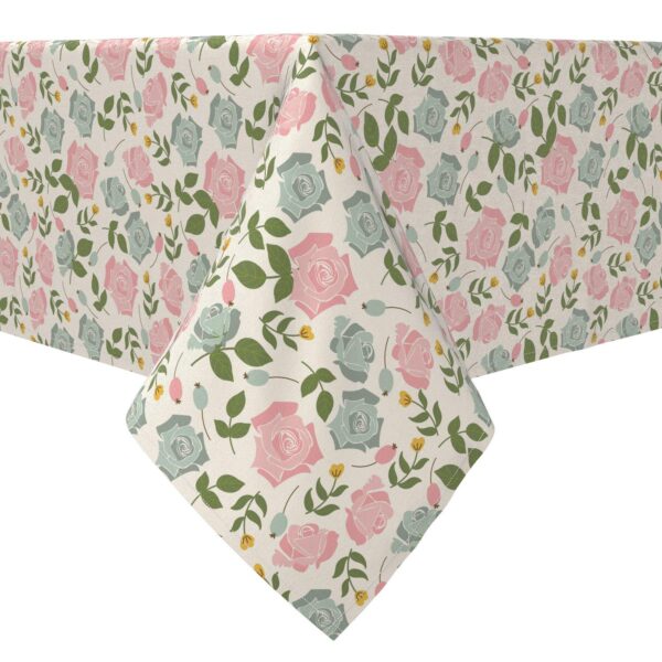 Rectangular Tablecloth, 100% Cotton, Summer Rose Pattern