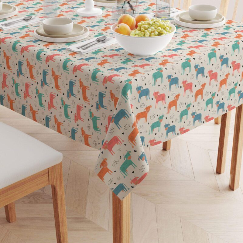 Rectangular Tablecloth, 100% Cotton, 60x84 , Happy Cows - Image 2