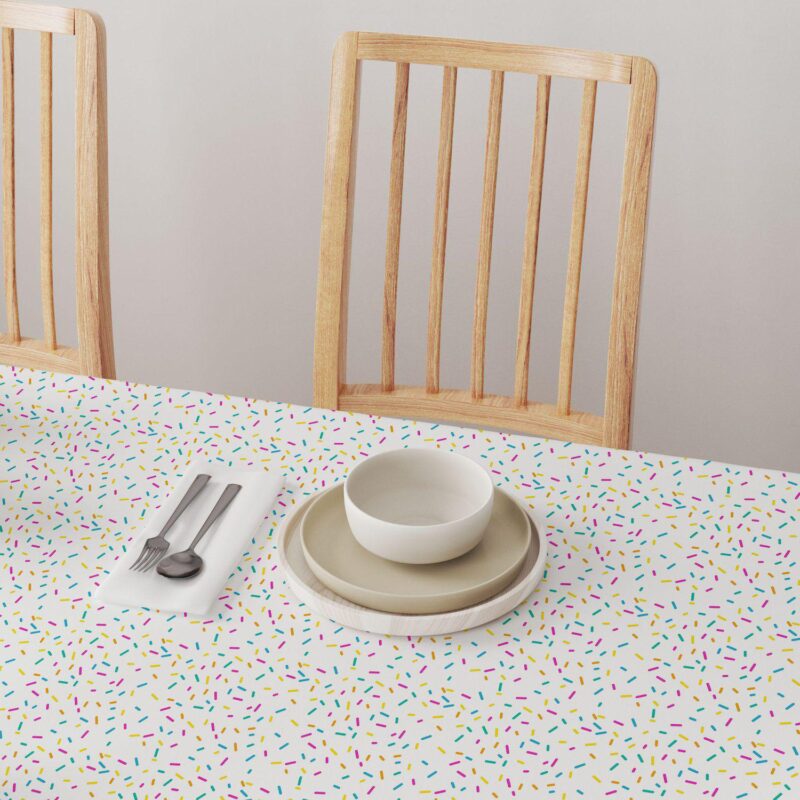 Rectangular Tablecloth, 100% Polyester, 60x104 , Sprinkles on White - Image 4