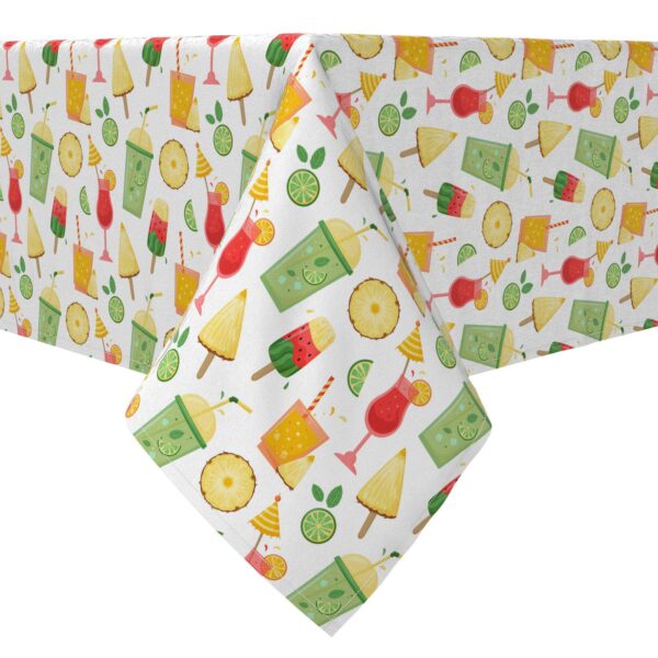 Rectangular Tablecloth, 100% Cotton, 60x120 , Fruity Summer Beverages