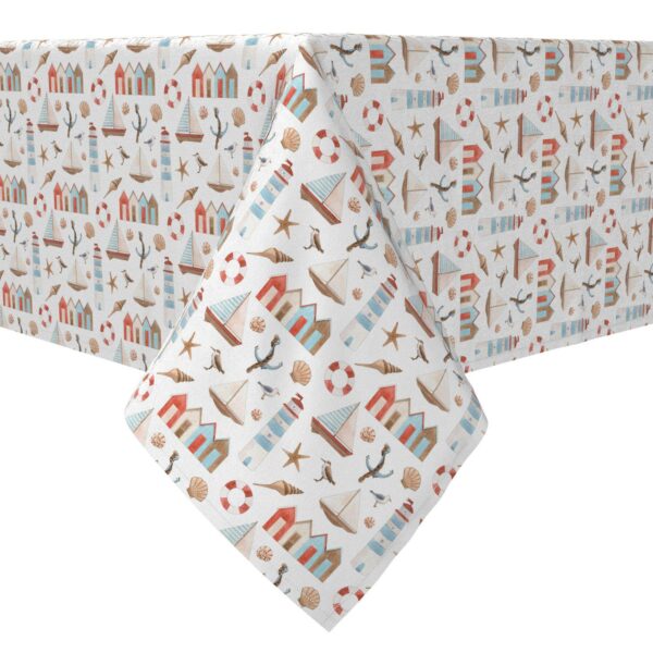 Rectangular Tablecloth, 100% Cotton, Seaside Coastal Dcor