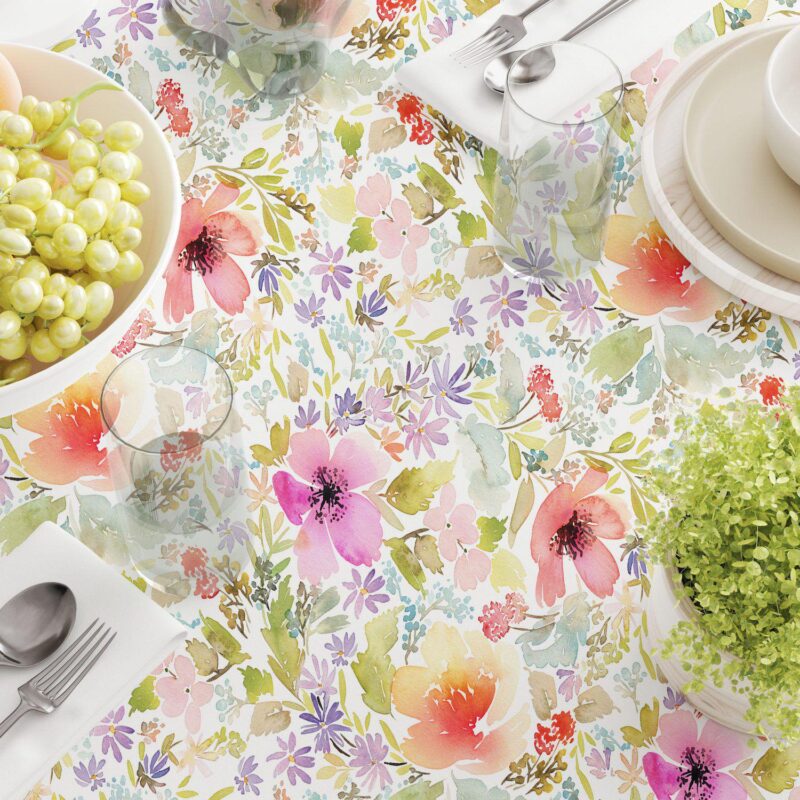 Rectangular Tablecloth, 100% Polyester, 60x84 , Botanical Garden Dogwood - Image 3