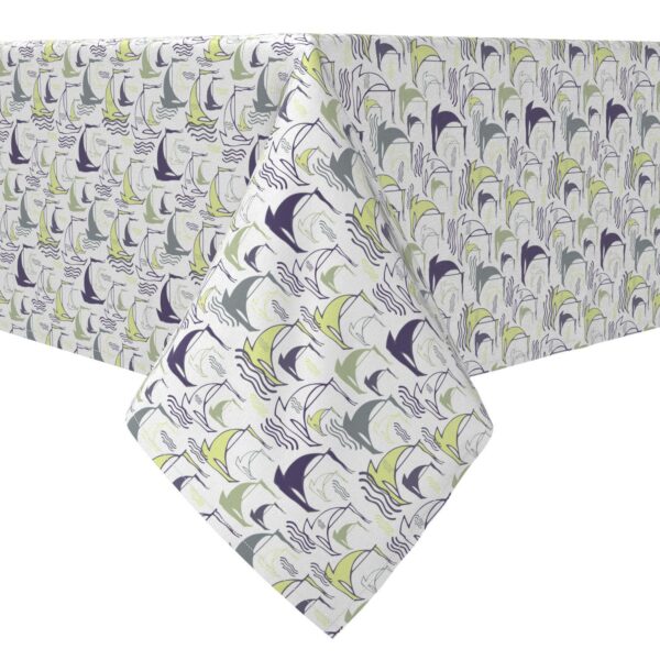 Rectangular Tablecloth, 100% Cotton, Sailing Boats Design