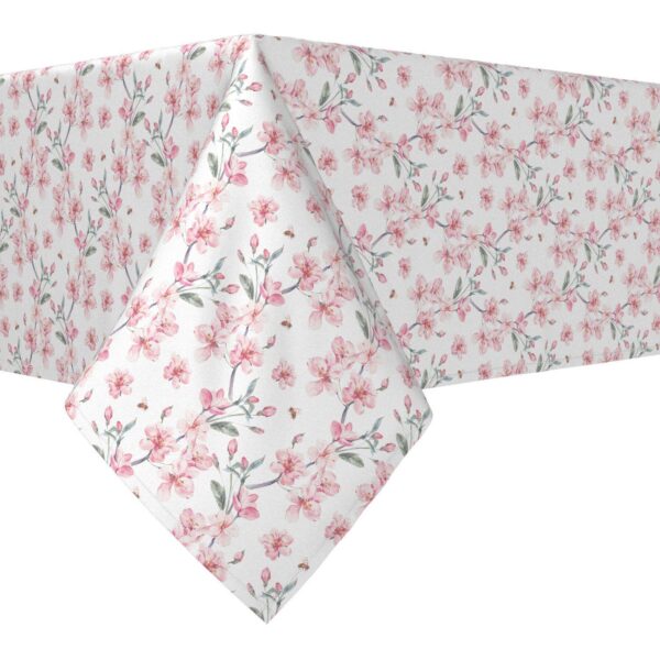 Rectangular Tablecloth, 100% Cotton, 60x120 , Pink Floral Blossom