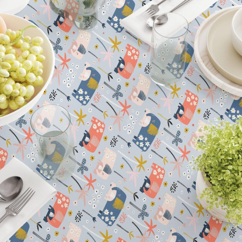 Rectangular Tablecloth, 100% Polyester, 60x104 , Elephants and Palm Trees - Image 3