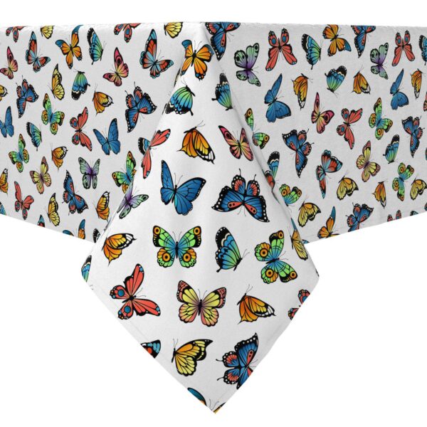 Rectangular Tablecloth, 100% Cotton, Butterflies in Bold Colors