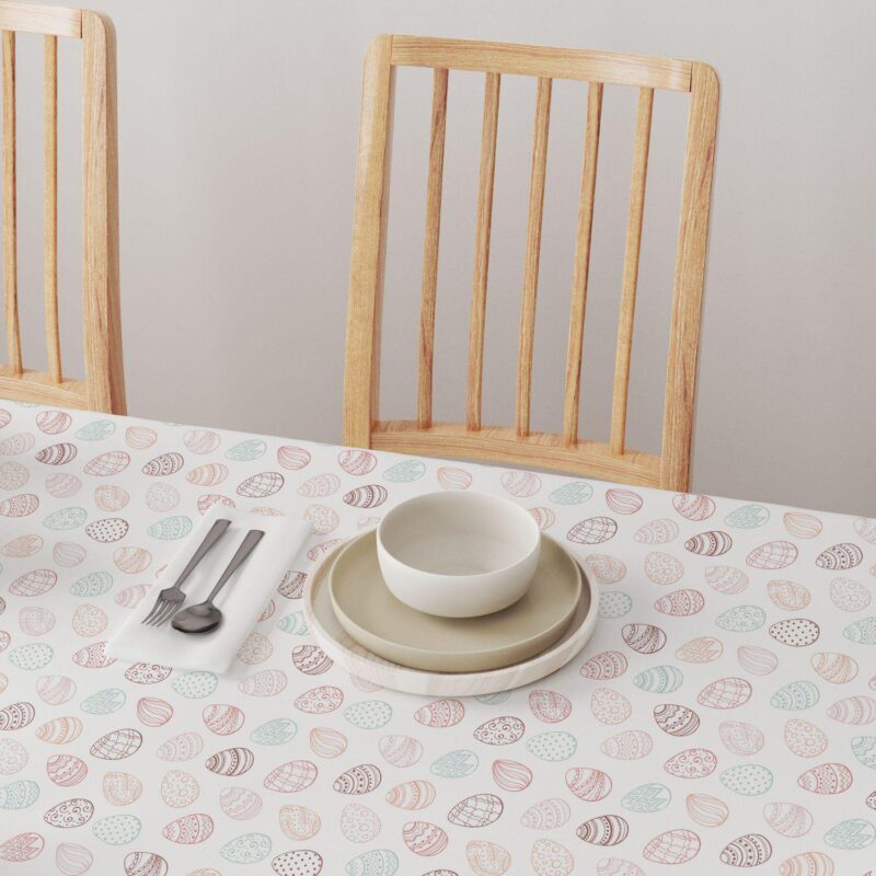 Rectangular Tablecloth, 100% Cotton, 60x84 , Watercolor Decorative Easter Eggs - Image 4