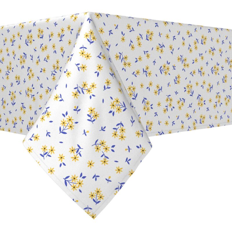 Rectangular Tablecloth, 100% Cotton, 52x84 , Daisy Allover Pattern