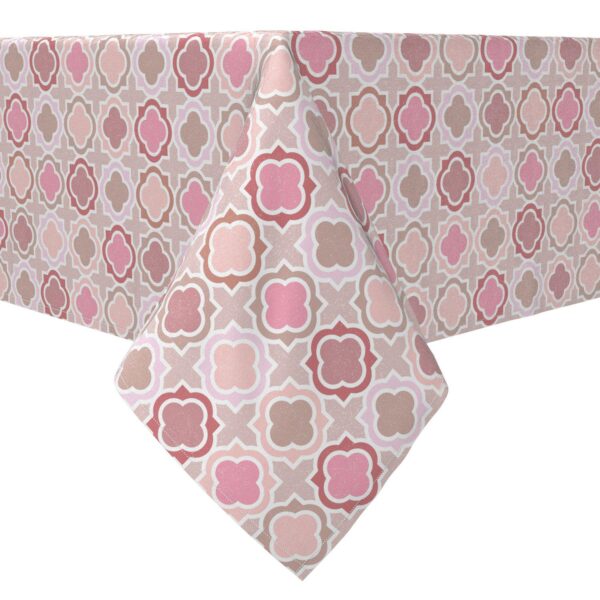 Rectangular Tablecloth, 100% Cotton, Pink Geometric Tiles