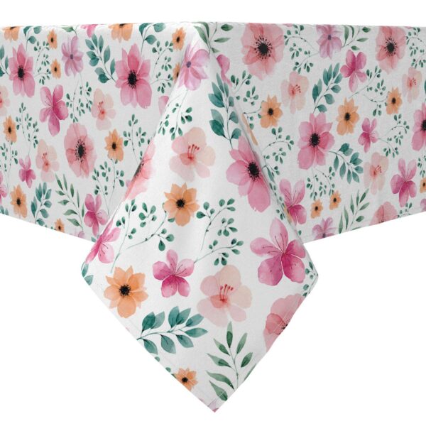 Rectangular Tablecloth, 100% Cotton, 60x120 , Blossoms of Watercolor Flowers