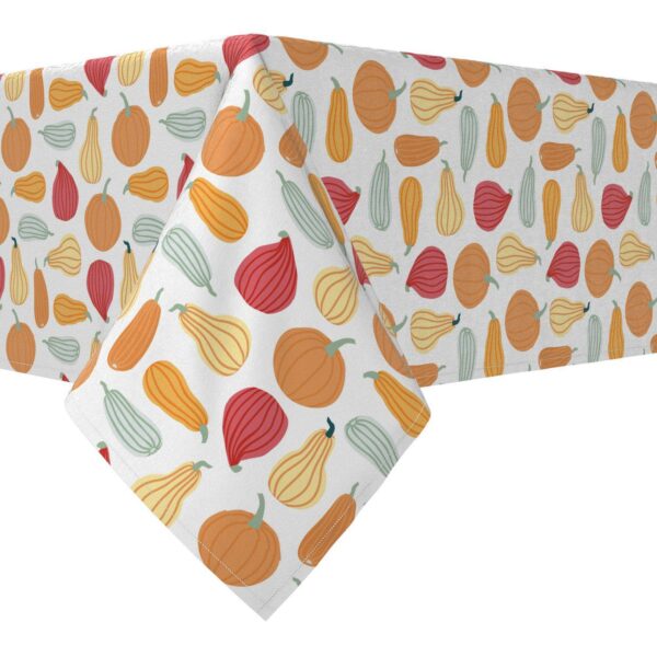 Rectangular Tablecloth, 100% Cotton, 60x84 , Pumpkins of Different Shapes