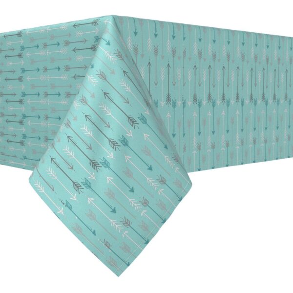 Rectangular Tablecloth, 100% Polyester, 60x104 , Arrows on Teal Background