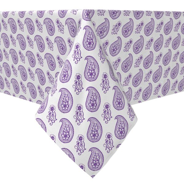 Rectangular Tablecloth, 100% Cotton, Purple Paisley Petals