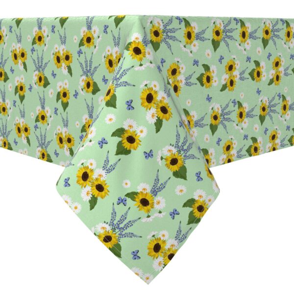 Rectangular Tablecloth, 100% Cotton, 60x84 , Bright Sunflower Floral