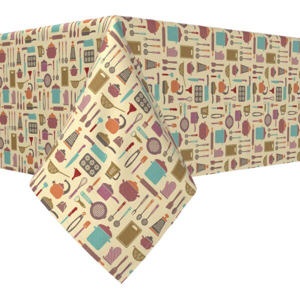 Rectangular Tablecloth, 100% Cotton, 52x104 , Retro in the Kitchen