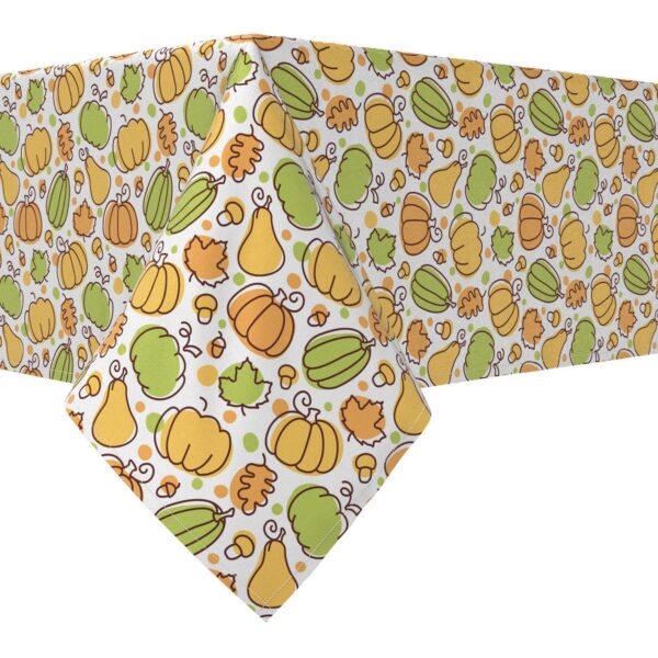 Rectangular Tablecloth, 100% Cotton, 52x84 , Fall Foliage and Dots