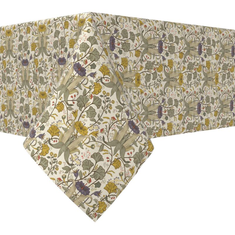 Rectangular Tablecloth, 100% Cotton, 60x84 , Floral 129