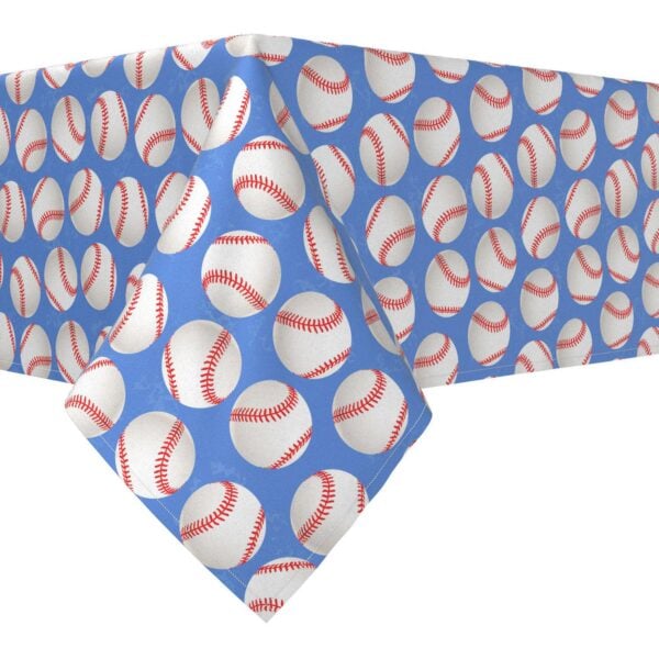 Rectangular Tablecloth, 100% Polyester, 60x104 , Baseballs Blue