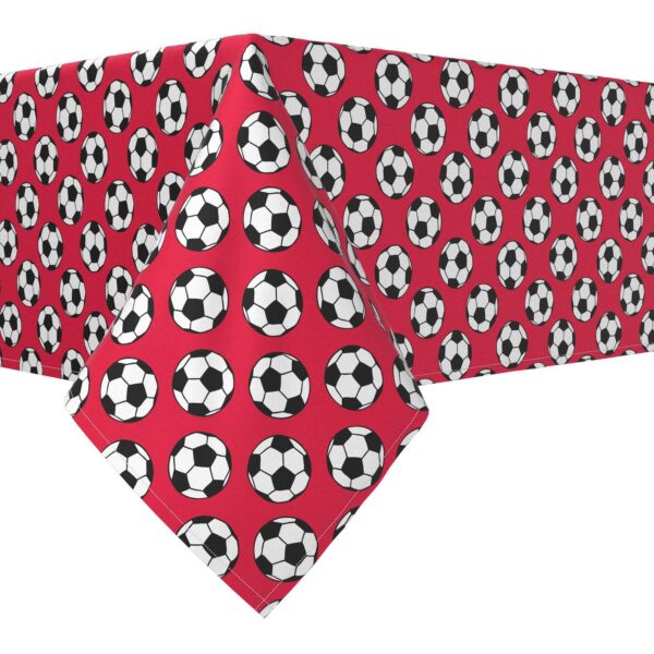 Rectangular Tablecloth, 100% Cotton, 60x84 , Soccer Balls Red