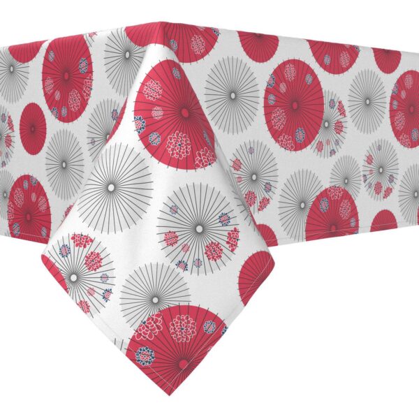 Rectangular Tablecloth, 100% Polyester, 60x120 , Red Japanese Umbrella Design