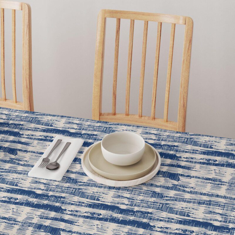 Rectangular Tablecloth, 100% Polyester, 60x120 , Blue Batik Stripe - Image 4
