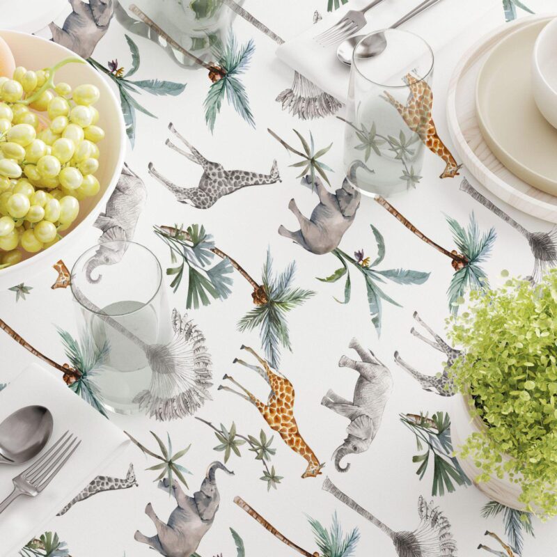Rectangular Tablecloth, 100% Cotton, 52x120 , Tropical Jungle - Image 3