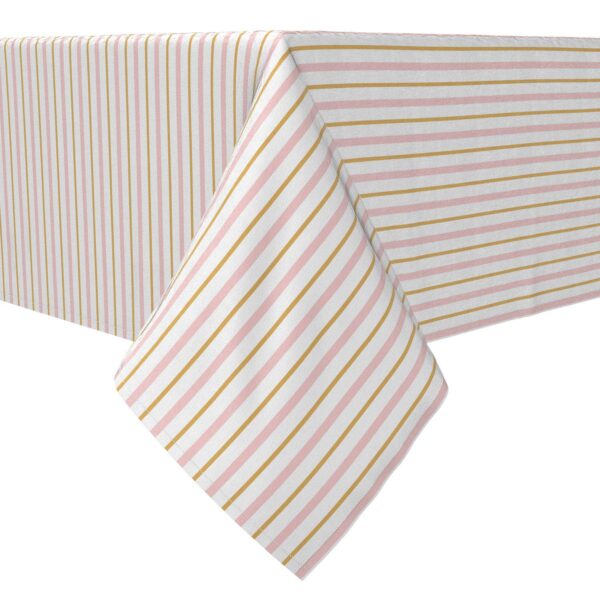 Rectangular Tablecloth, 100% Cotton, Gold and Pink Stripes