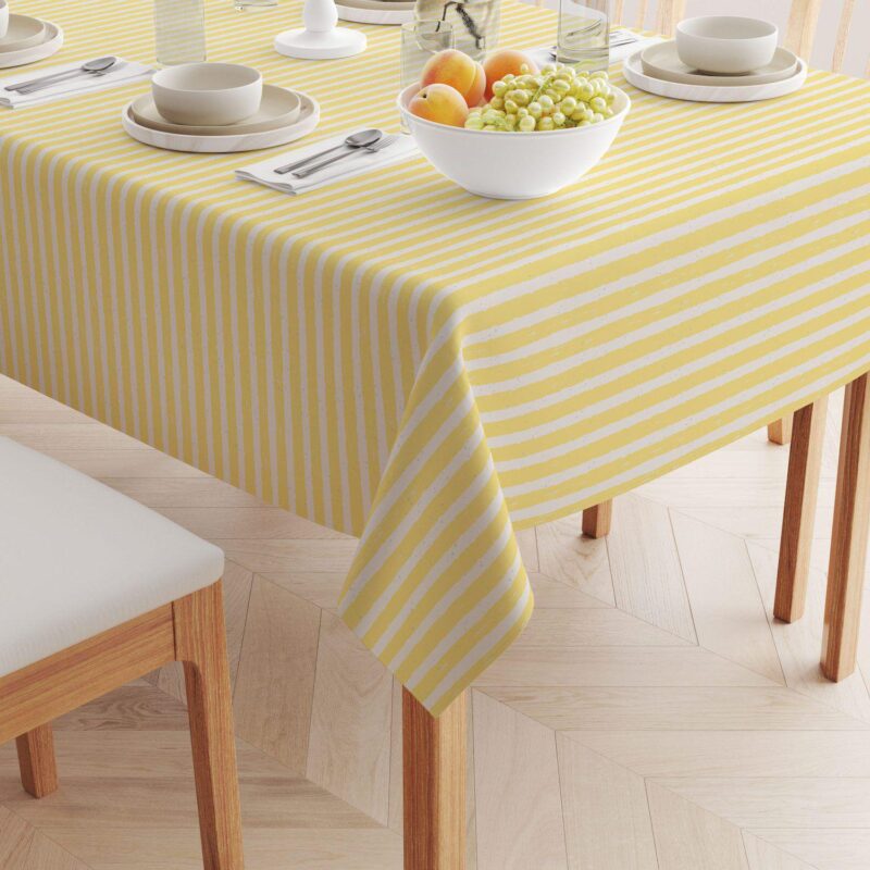 Rectangular Tablecloth, 100% Cotton, 52x120 , Lemonade Stripe - Image 2