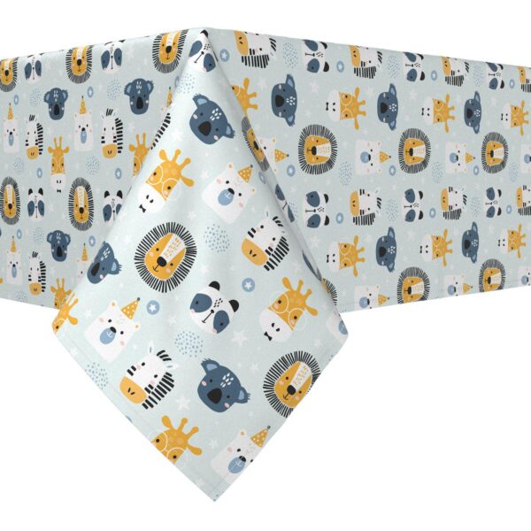 Rectangular Tablecloth, 100% Cotton, 60x104 , Animal Faces