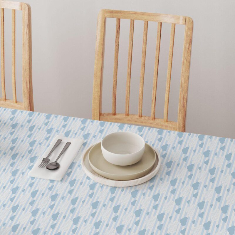 Rectangular Tablecloth, 100% Polyester, 60x84 , Blue Clouds and Stripes - Image 4