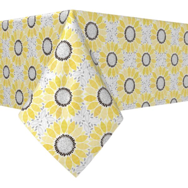 Rectangular Tablecloth, 100% Polyester, 60x84 , Abstract Sunflowers