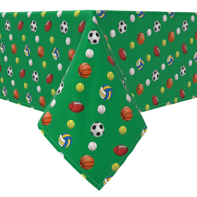 Rectangular Tablecloth, 100% Cotton, Sports Collection Green