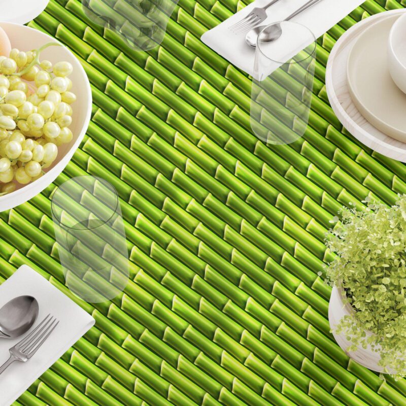 Rectangular Tablecloth, 100% Polyester, 60x84 , Green Bam boo Sticks - Image 3