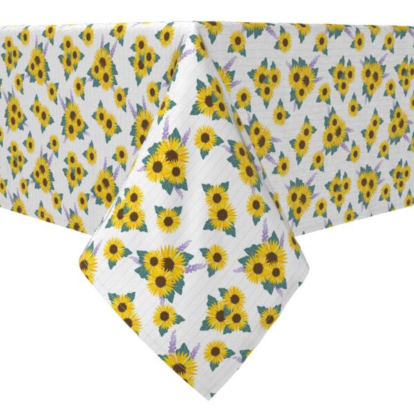 Rectangular Tablecloth, 100% Cotton, Lavender Sunflower