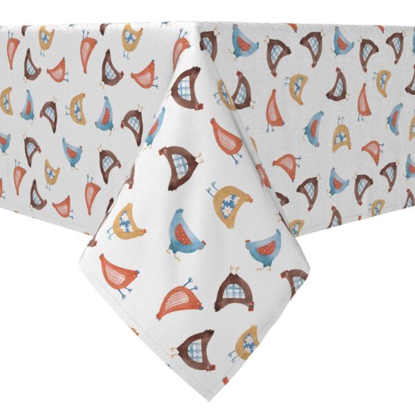 Rectangular Tablecloth, 100% Cotton, 60x84 , Country Chickens Design