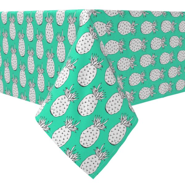 Rectangular Tablecloth, 100% Cotton, Neon Pineapples