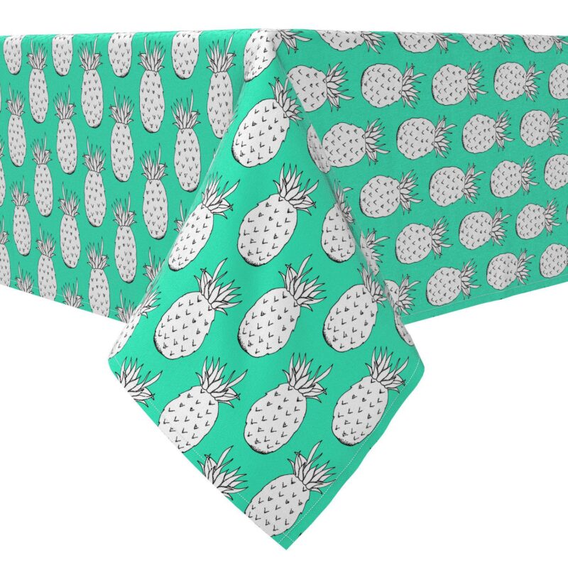 Rectangular Tablecloth, 100% Cotton, Neon Pineapples