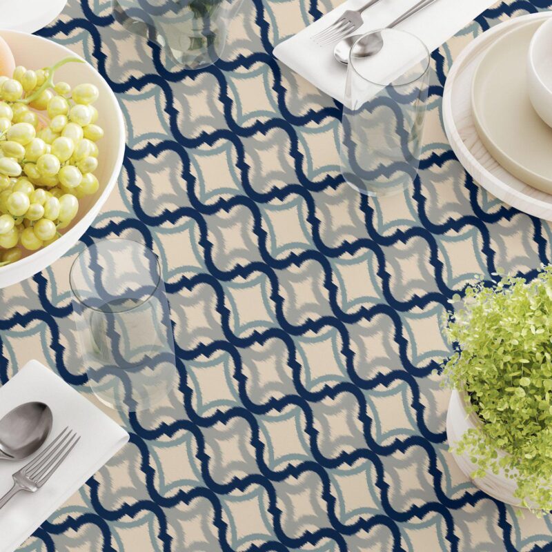 Rectangular Tablecloth, 100% Polyester, 60x120 , Blue Diamond Ogee - Image 3
