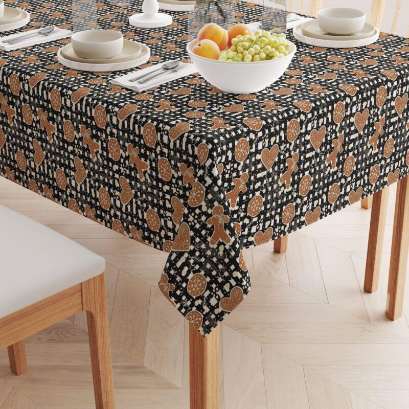 Rectangular Tablecloth, 100% Polyester, 60x84 , Gingerbread Plaid - Image 2