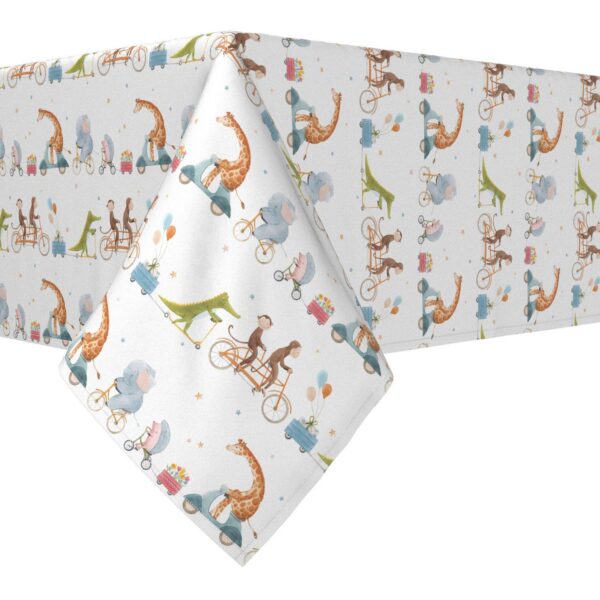 Rectangular Tablecloth, 100% Cotton, 60x120 , Animals on Bikes Design