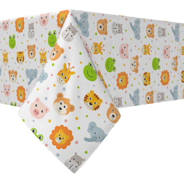 Rectangular Tablecloth, 100% Cotton, 60x84 , Cheerful Animal icons