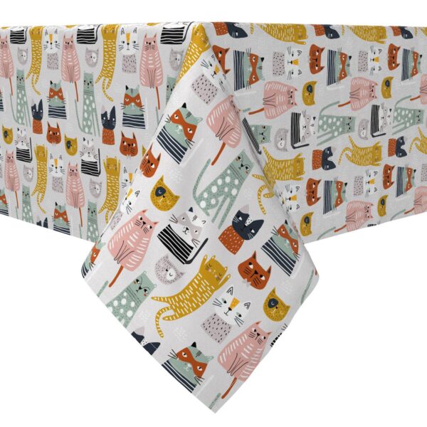 Rectangular Tablecloth, 100% Cotton, Cats with Attitude