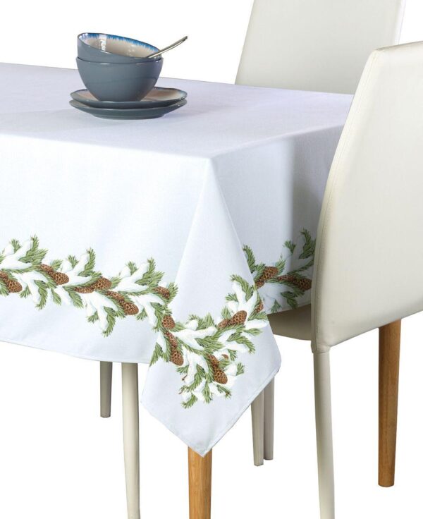 Rectangular Tablecloth, 100% Polyester, 60x120 , Pinecone Snow Garland