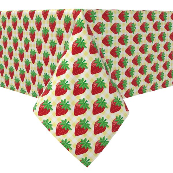 Rectangular Tablecloth, 100% Cotton, Strawberry Picnic Plaid