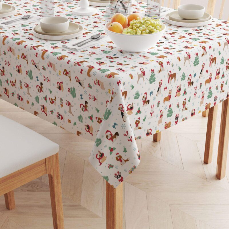 Rectangular Tablecloth, 100% Cotton, 52x84 , Holiday Dogs - Image 2