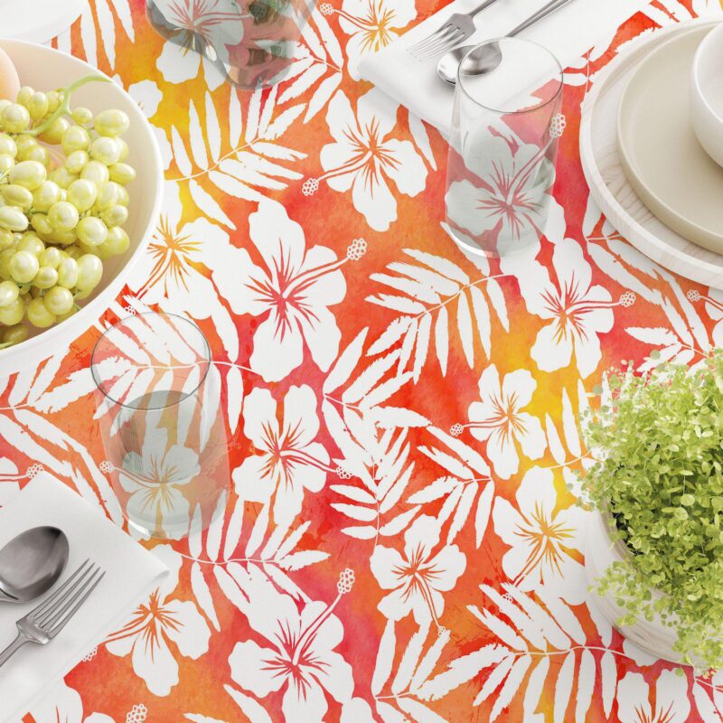 Rectangular Tablecloth, 100% Cotton, 60x84 , Hibiscus Island Style - Image 3