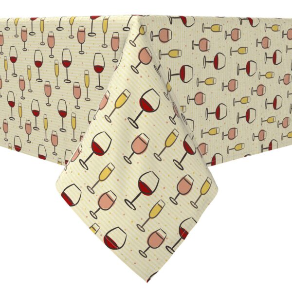 Rectangular Tablecloth, 100% Cotton, Simple Wine Glasses