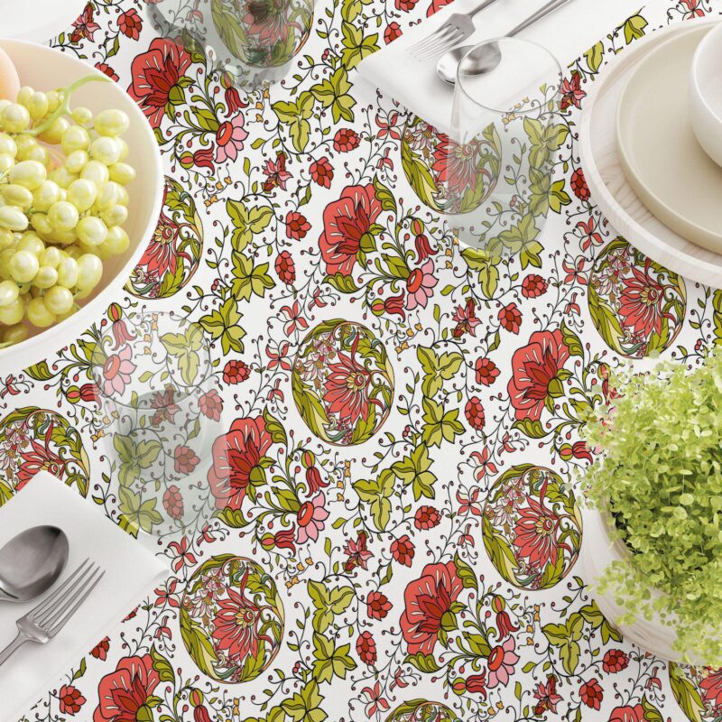 Rectangular Tablecloth, 100% Cotton, 60x104 , Floral 3 - Image 3